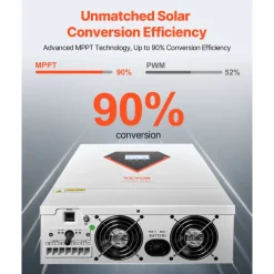 VEVOR Hybrid Solar Inverter, 3000W, All in One Pure Sine Wave Power Inverter Charger, 24V DC to 110/120V AC, with Built-in 100A MPPT Solar Controller, for Off-Grid System Lead Acid Lithium Battery