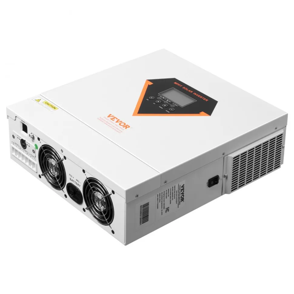 VEVOR Hybrid Solar Inverter, 3000W, All in One Pure Sine Wave Power Inverter Charger, 24V DC to 110/120V AC, with Built-in 100A MPPT Solar Controller, for Off-Grid System Lead Acid Lithium Battery