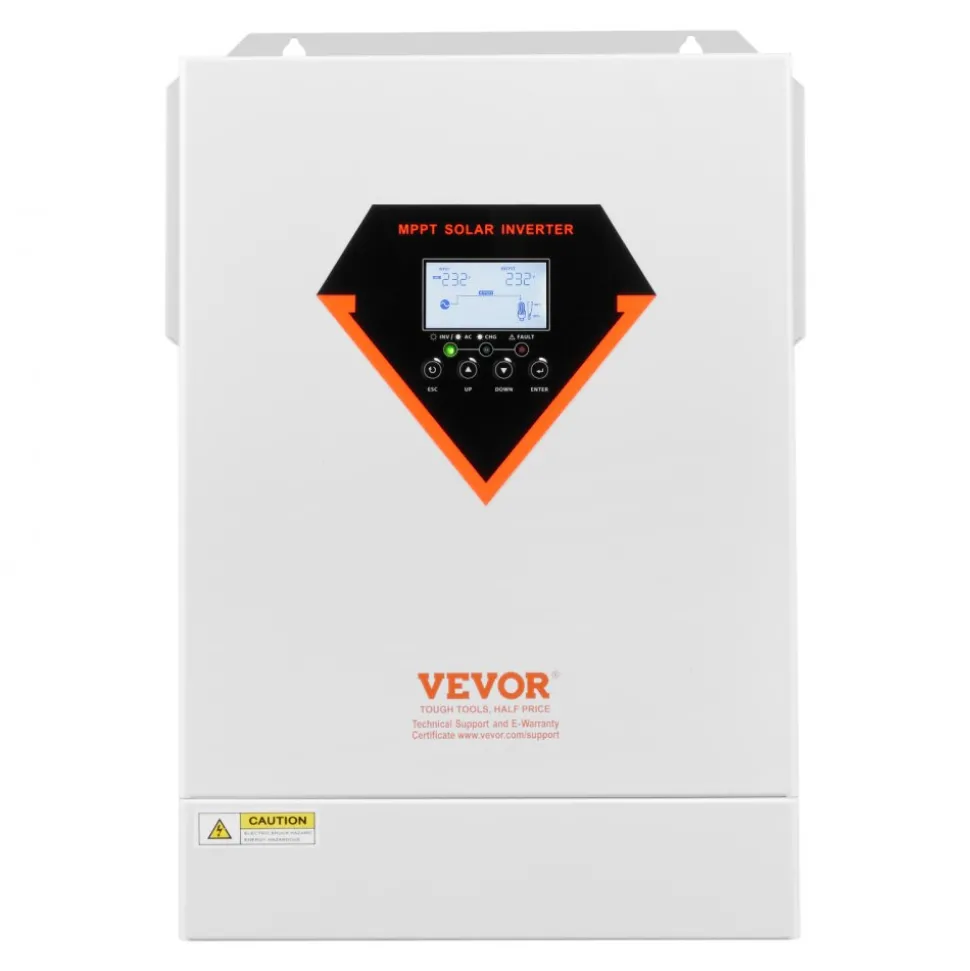 VEVOR Hybrid Solar Inverter, 6000W, All in One Pure Sine Wave Power Inverter Charger, 48V DC to Single-Phase 220/230V AC, with 120A MPPT Solar Controller, for Off-Grid System Lead Acid Lithium Battery