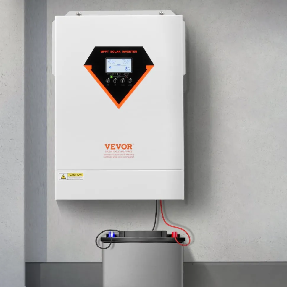 VEVOR Hybrid Solar Inverter, 6000W, All in One Pure Sine Wave Power Inverter Charger, 48V DC to Single-Phase 220/230V AC, with 120A MPPT Solar Controller, for Off-Grid System Lead Acid Lithium Battery