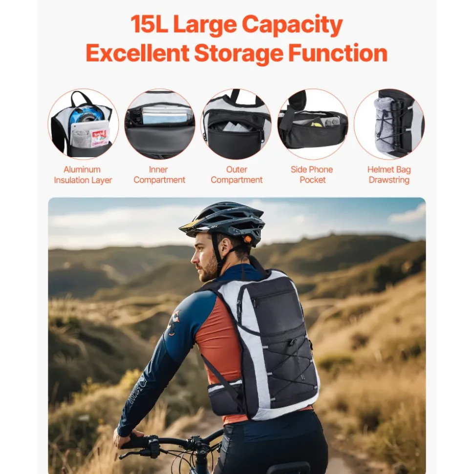VEVOR Hydration Backpack, 15L Insulated Hydration Pack Backpack with 3L TPU Water Bladder, Hiking Water Backpack with Storage for Men Women, Hydro Water Daypack for Hiking Runnin Hiking Cycling Camping