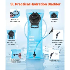 VEVOR Hydration Backpack, 15L Insulated Hydration Pack Backpack with 3L TPU Water Bladder, Hiking Water Backpack with Storage for Men Women, Hydro Water Daypack for Hiking Runnin Hiking Cycling Camping