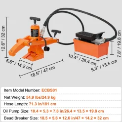 VEVOR Hydraulic Bead Breaker, 1000 PSI Tire Bead Breaker with Metal Foot Pump, Heavy-duty Steel Bead Breaker Tool for Tractors, Trucks, Buses, Lawn Mowers, ATVs