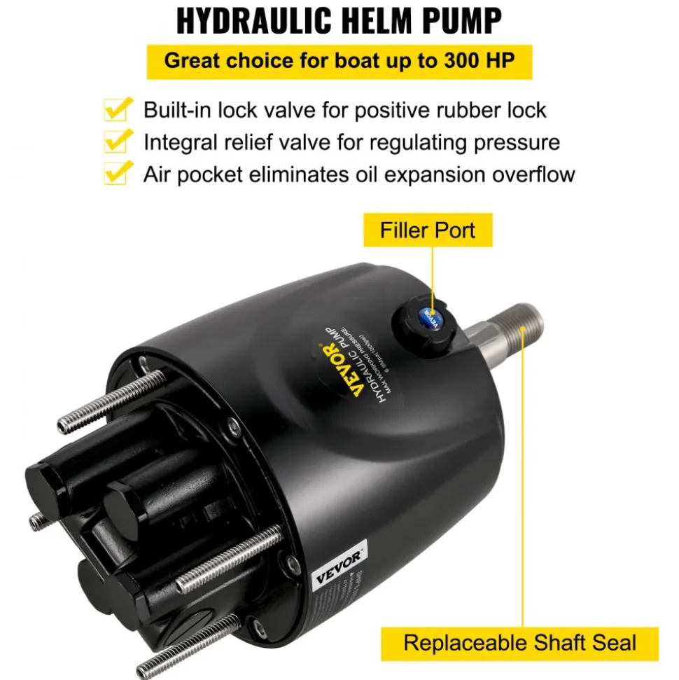 VEVOR Hydraulic Boat Steering Kit 300HP, Hydraulic Steering Kit Helm Pump, Hydraulic Outboard Steering Kit with 20 Feet Hydraulic Steering Hose for Boat Steering System