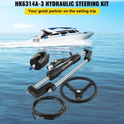 VEVOR Hydraulic Boat Steering Kit, 300HP Hydraulic Steering Kit Helm Pump, Hydraulic Outboard Steeing Kit with 14 Feet Hydraulic Steering Hose for Boat Steering System