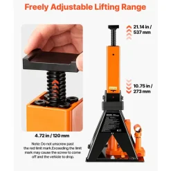 VEVOR Hydraulic Bottle Jack and Jack Stand in One 3 Ton (6613.9 lbs) Lift, for Sedans, Compact SUVs & Small Vans, 10.75"-21.14" Lifting Range, All-in-One Heavy Duty Vehicle Unijack with Wide Base