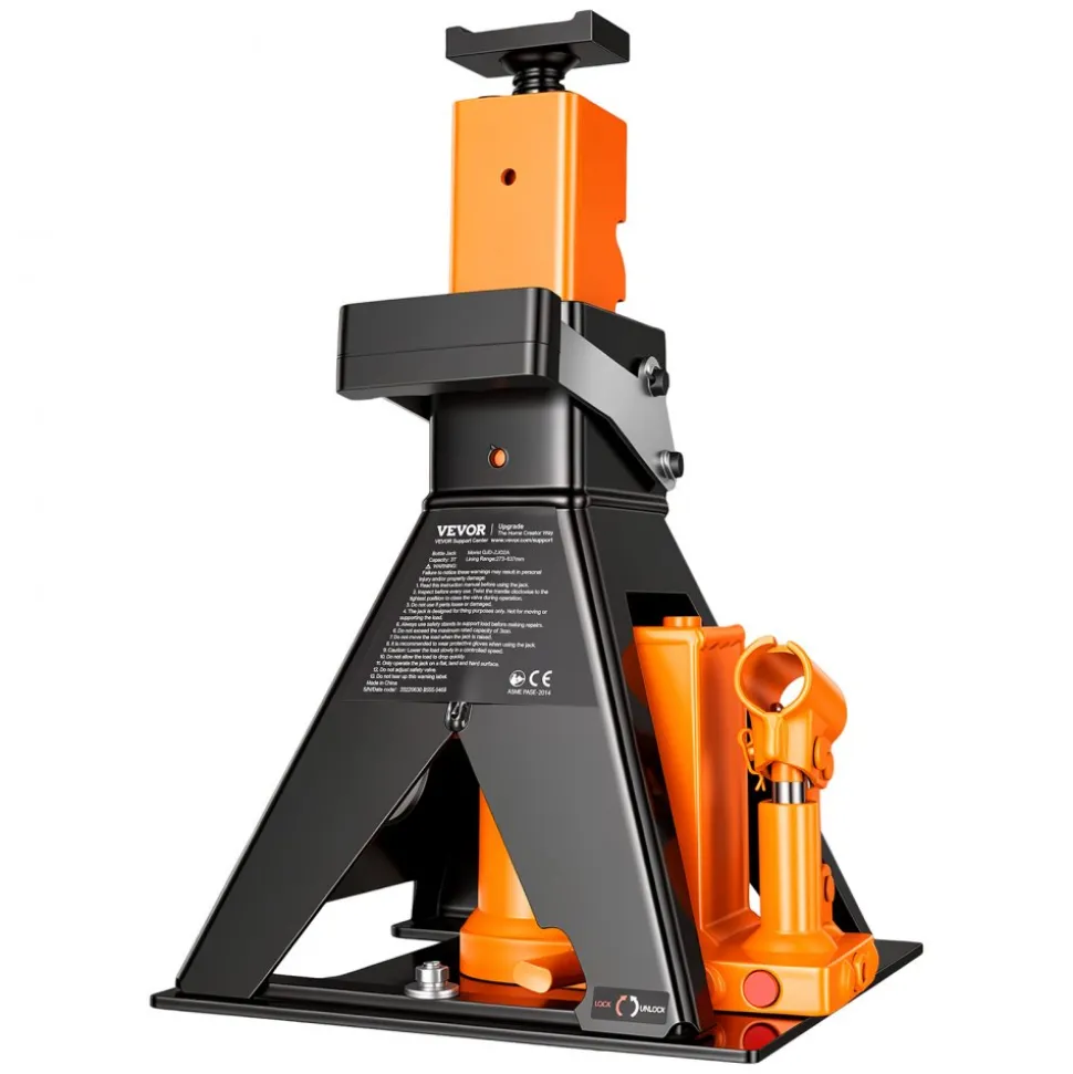 VEVOR Hydraulic Bottle Jack and Jack Stand in One 3 Ton (6613.9 lbs) Lift, for Sedans, Compact SUVs & Small Vans, 10.75"-21.14" Lifting Range, All-in-One Heavy Duty Vehicle Unijack with Wide Base