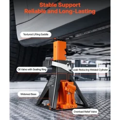 VEVOR Hydraulic Bottle Jack and Jack Stand in One 3 Ton (6613.9 lbs) Lift, for Sedans, Compact SUVs & Small Vans, 10.75