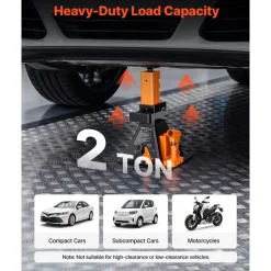 VEVOR Hydraulic Bottle Jack and Jack Stand in One 2 Ton (4409.3 lbs) Lift, for Compact Car, Subcompact Car & Motorcycle, 8.78