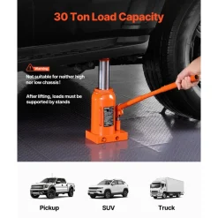 VEVOR Hydraulic Bottle Jack, 30 Ton/66138 lbs Welded Bottle Jack with 11.22''-18.66'' Lifting Range & 3-Section Long Handle, for Car, Pickup, Truck, RV, Auto Repair, Industrial Engineering