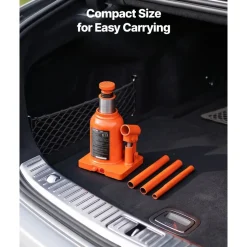 VEVOR Hydraulic Bottle Jack 12 Ton (26455.5 lbs) 5.98"-10.71" Lifting Range, for Heavy-Duty Pickup, Medium-Duty Truck, RV, Auto Repair and House Lift, Welded Jack with 3-Section Long Handle, Orange