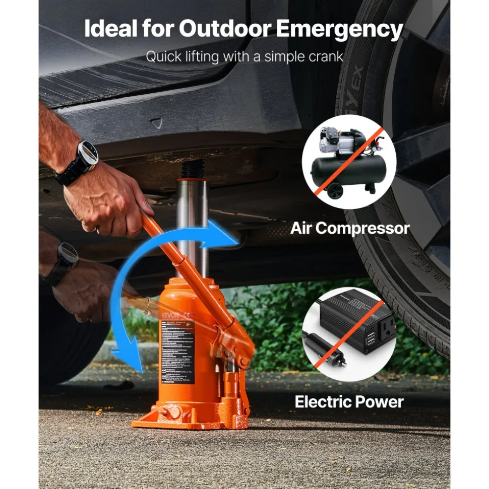 VEVOR Hydraulic Bottle Jack, 20 Ton (44092 lbs) Capacity, 8.9-17.1 Inch Lifting Range, Heavy Duty Welded Bottle Jack for Car, SUV, Pickup, Auto Repair, House Lift and Agricultural Equipment, Orange