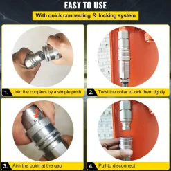 VEVOR Hydraulic Coupler 1/2 Body with 1/2" NPT Thread 27.6 MPa Hydraulic Quick Connect 4 Pairs Hydraulic Coupling Quick Connect 45.5 L/min Hydraulic Quick Coupler