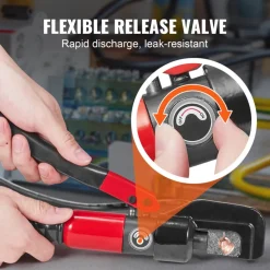 VEVOR Hydraulic Crimping Tool with 9 Sets of  Dies AWG12-2/0 Copper And Aluminum Terminal Battery Lug Crimper, with a Cutting Pliers, Gloves, 5pcs Copper Ring Connectors, 8pcs Heat Shrink Sleeves
