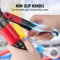 VEVOR Hydraulic Crimping Tool with 9 Sets of  Dies AWG12-2/0 Copper And Aluminum Terminal Battery Lug Crimper, with a Cutting Pliers, Gloves, 5pcs Copper Ring Connectors, 8pcs Heat Shrink Sleeves