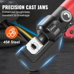 VEVOR Hydraulic Crimping Tool with 9 Sets of  Dies AWG12-2/0 Copper And Aluminum Terminal Battery Lug Crimper, with a Cutting Pliers, Gloves, 5pcs Copper Ring Connectors, 8pcs Heat Shrink Sleeves