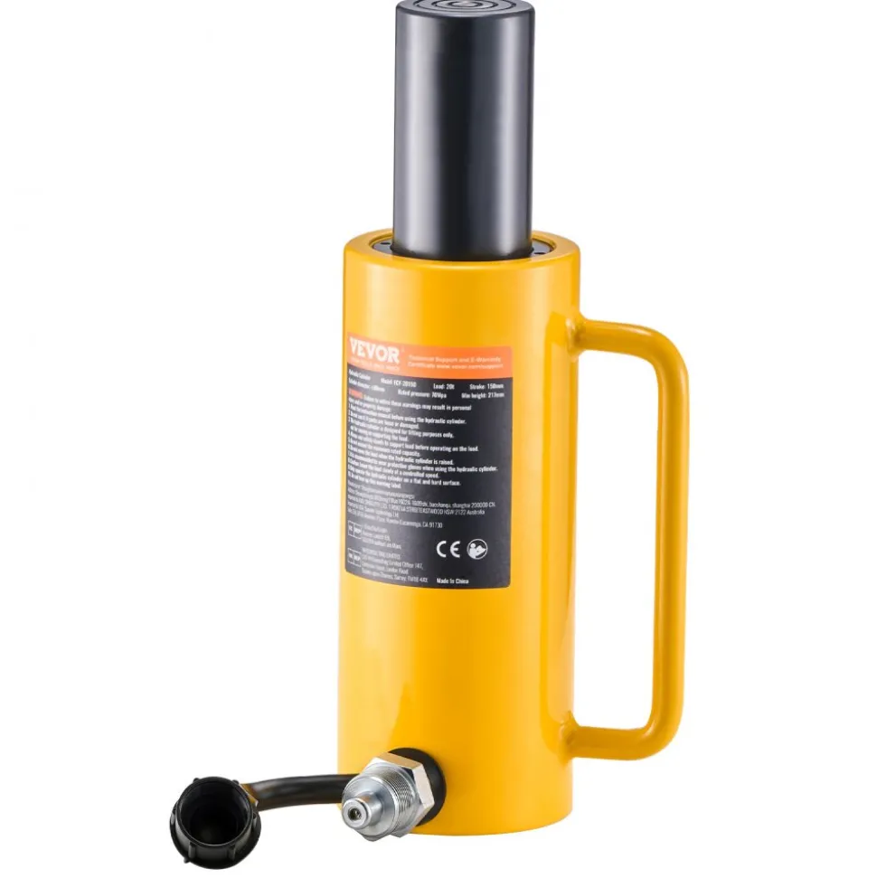 VEVOR Hydraulic Cylinder Jack, 20 Ton Solid Ram Hydraulic Cylinder, 6 Inch Stroke Single Acting Hydraulic Cylinder, with Quick Connector Portable Hydraulic Solid Jack Hydraulic Lifting Cylinders