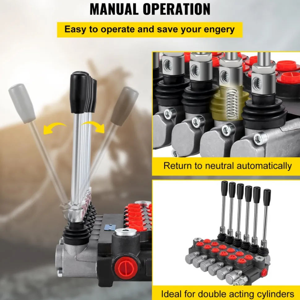 VEVOR Hydraulic Directional Control Valve, 1 Spool Hydraulic Spool Valve, 21 GPM Hydraulic Loader Valve, 4300 PSI Directional Control Valve, Hydraulic Valves And Controls For Tractors Loaders Tanks