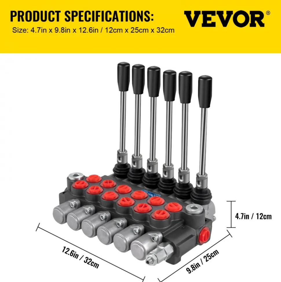 VEVOR Hydraulic Directional Control Valve, 1 Spool Hydraulic Spool Valve, 21 GPM Hydraulic Loader Valve, 4300 PSI Directional Control Valve, Hydraulic Valves And Controls For Tractors Loaders Tanks