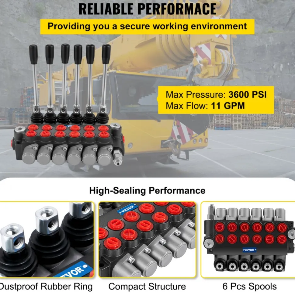 VEVOR Hydraulic Directional Control Valve, 1 Spool Hydraulic Spool Valve, 21 GPM Hydraulic Loader Valve, 4300 PSI Directional Control Valve, Hydraulic Valves And Controls For Tractors Loaders Tanks