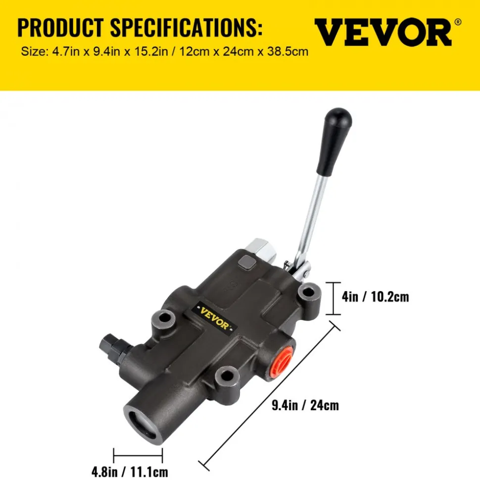 VEVOR Hydraulic Directional Control Valve, 1 Spool Hydraulic Spool Valve, 21 GPM Hydraulic Loader Valve, 3600 PSI Directional Control Valve, Hydraulic Valves And Controls For Tractors Loaders Tanks