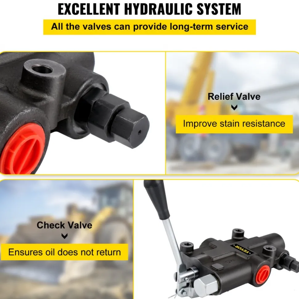 VEVOR Hydraulic Directional Control Valve, 1 Spool Hydraulic Spool Valve, 21 GPM Hydraulic Loader Valve, 3600 PSI Directional Control Valve, Hydraulic Valves And Controls For Tractors Loaders Tanks