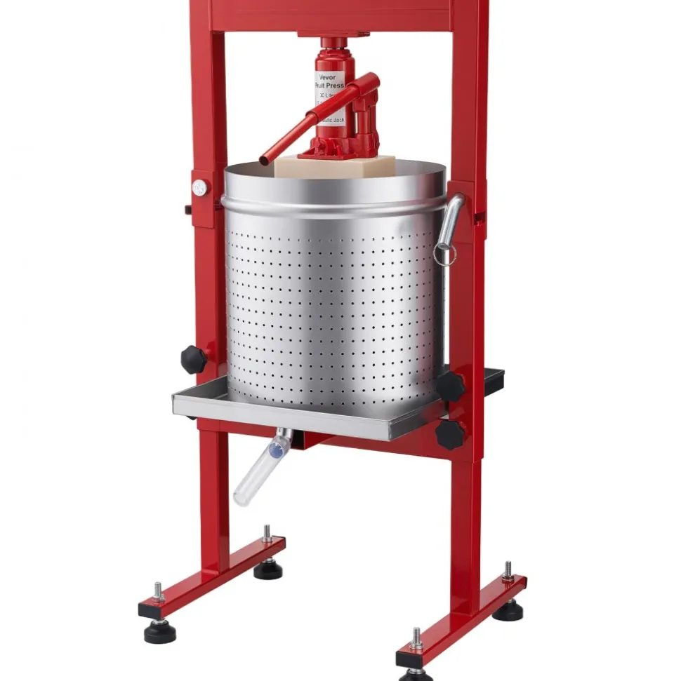 VEVOR Hydraulic Fruit Wine Press, 7.93Gal/30L, Stainless Steel Heavy Duty Manual Juice Maker, Cider Apple Grape Vegetable Crusher, Cheese/Tincture/Herbal Press, with 2 Filter Bags, for Kitchen Home