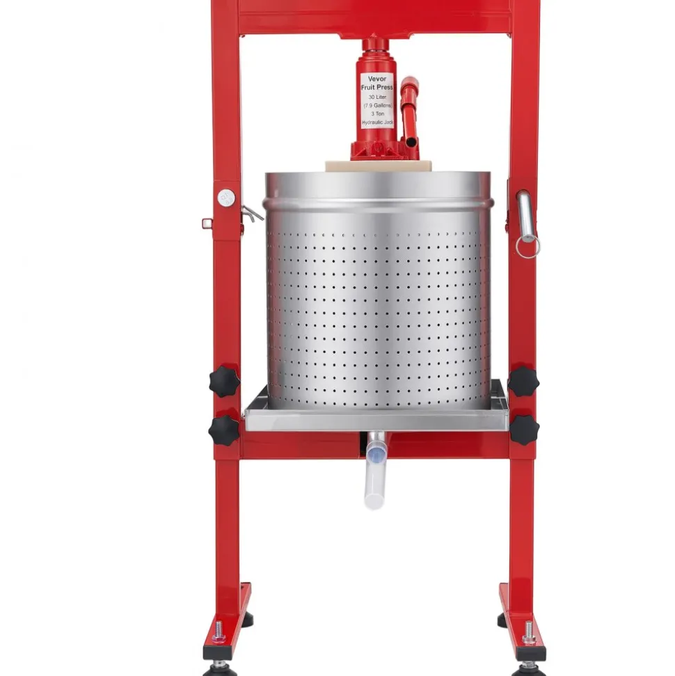 VEVOR Hydraulic Fruit Wine Press, 7.93Gal/30L, Stainless Steel Heavy Duty Manual Juice Maker, Cider Apple Grape Vegetable Crusher, Cheese/Tincture/Herbal Press, with 2 Filter Bags, for Kitchen Home