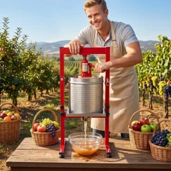 VEVOR Hydraulic Fruit Wine Press, 7.93Gal/30L, Stainless Steel Heavy Duty Manual Juice Maker, Cider Apple Grape Vegetable Crusher, Cheese/Tincture/Herbal Press, with 2 Filter Bags, for Kitchen Home