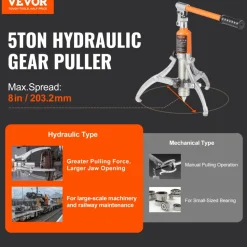 VEVOR Hydraulic Gear Puller, 5 Ton Max Capacity Wheel Bearing Pulling Separator, 2 or 3 Jaws Puller, Vertically and Horizontally, 8