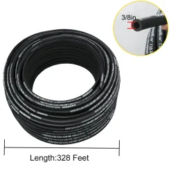VEVOR Hydraulic Hose 328 Feet Rubber Hydraulic Hoses with 2 High-Tensile Steel Wire Braid, Inner Diameter 3/8 Inch, 5000 PSI Max, Bulk Hydraulic Hose -40 °F to 250 °F, Hydraulic Oil Flexible Hose