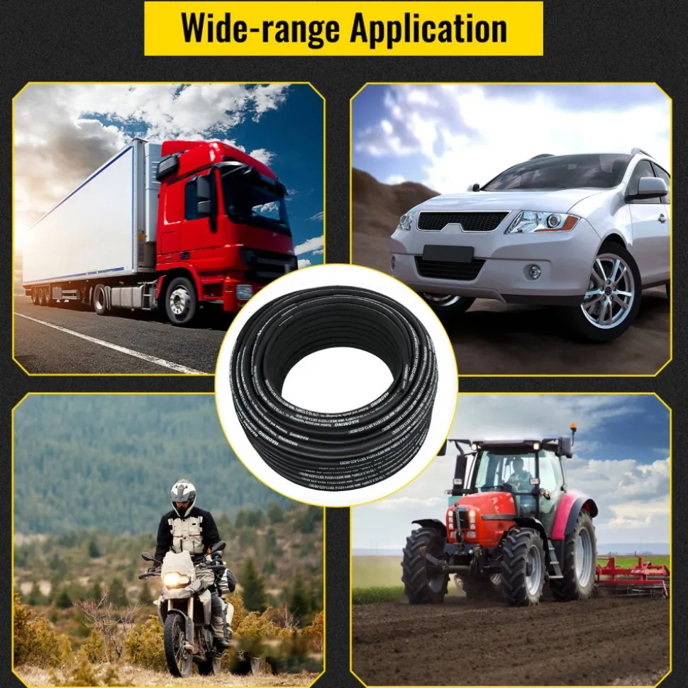VEVOR Hydraulic Hose 328 Feet Rubber Hydraulic Hoses with 2 High-Tensile Steel Wire Braid, Inner Diameter 3/8 Inch, 5000 PSI Max, Bulk Hydraulic Hose -40 °F to 250 °F, Hydraulic Oil Flexible Hose