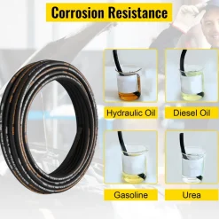 VEVOR Hydraulic Hose 1/2 inch x 100 ft, Coiled Hydraulic Hose 4000 PSI, Rubber Hydraulic Hose with 2 High-Tensile Steel Wire Braid, Bulk Hydraulic Hose -20℃ to 140℃, Hydraulic Oil Flexible Hose