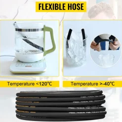 VEVOR Hydraulic Hose 3/8 inch x 100 ft, Coiled Hydraulic Hose 4800 PSI, Rubber Hydraulic Hose with 2 High-Tensile Steel Wire Braid, Bulk Hydraulic Hose -20°C to 140°C, Hydraulic Oil Flexible Hose