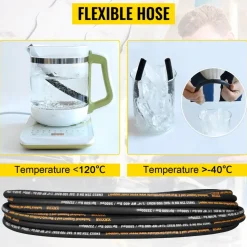 VEVOR Hydraulic Hose 1/4 inch x 100 ft, Coiled Hydraulic Hose 5800 PSI, Rubber Hydraulic Hose with 2 High-Tensile Steel Wire Braid, Bulk Hydraulic Hose -20℃ to 140℃, Hydraulic Oil Flexible Hose