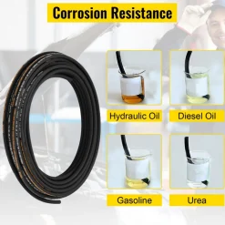 VEVOR Hydraulic Hose 1/4 inch x 100 ft, Coiled Hydraulic Hose 5800 PSI, Rubber Hydraulic Hose with 2 High-Tensile Steel Wire Braid, Bulk Hydraulic Hose -20℃ to 140℃, Hydraulic Oil Flexible Hose