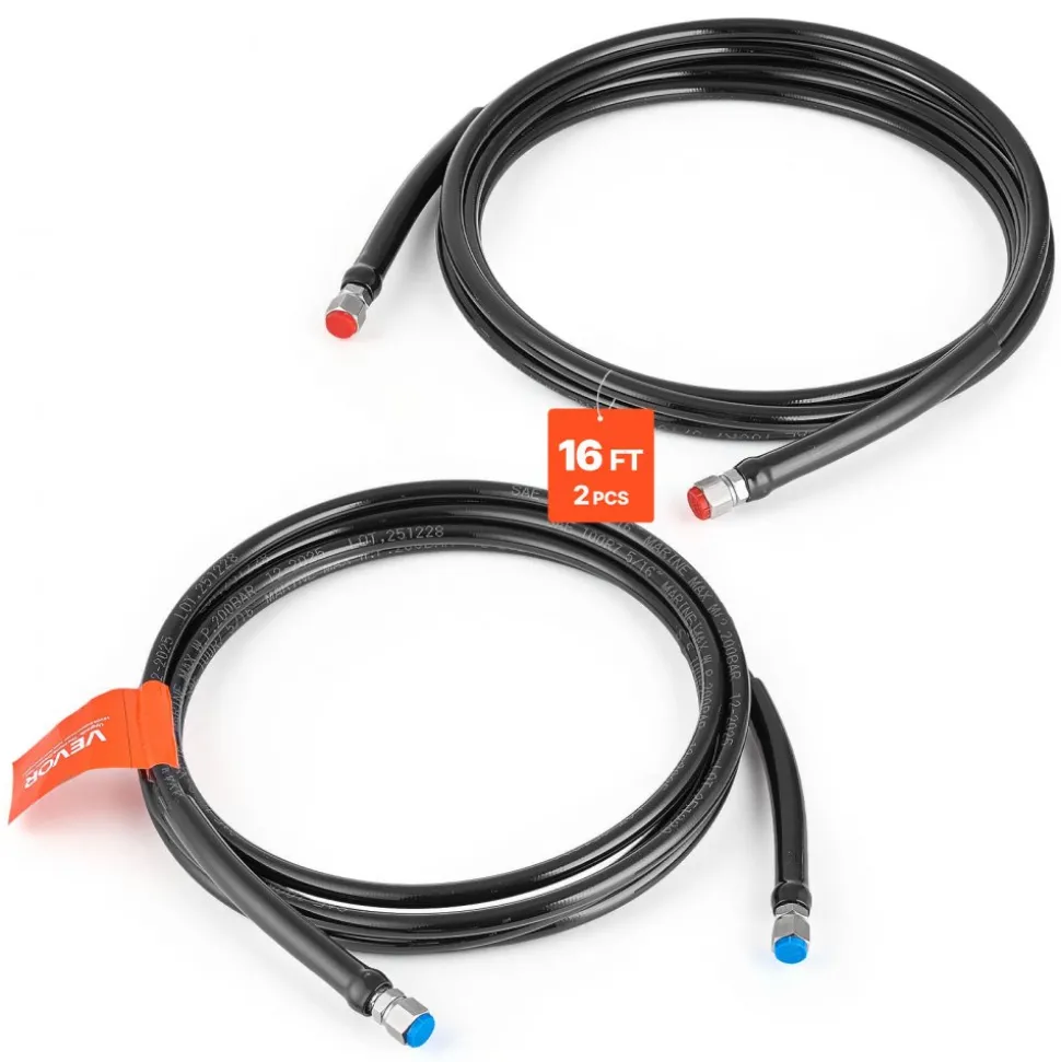 VEVOR Hydraulic Hose Kit, 16 ft 2-Piece Leak-Proof TPEE Outboard Steering Hose Kit with 304 Stainless Steel Connector, Compatible with Marine Outboard Steering Systems, 20 MPa Max Working Pressure