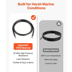 VEVOR Hydraulic Hose Kit, 16 ft 2-Piece Leak-Proof TPEE Outboard Steering Hose Kit with 304 Stainless Steel Connector, Compatible with Marine Outboard Steering Systems, 20 MPa Max Working Pressure
