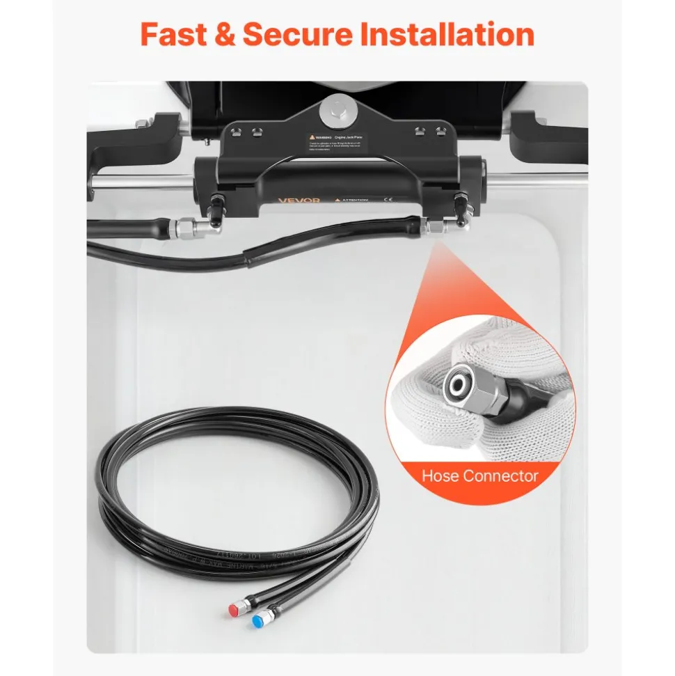 VEVOR Hydraulic Hose Kit, 16 ft 2-Piece Leak-Proof TPEE Outboard Steering Hose Kit with 304 Stainless Steel Connector, Compatible with Marine Outboard Steering Systems, 20 MPa Max Working Pressure