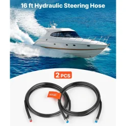 VEVOR Hydraulic Hose Kit, 16 ft 2-Piece Leak-Proof TPEE Outboard Steering Hose Kit with 304 Stainless Steel Connector, Compatible with Marine Outboard Steering Systems, 20 MPa Max Working Pressure