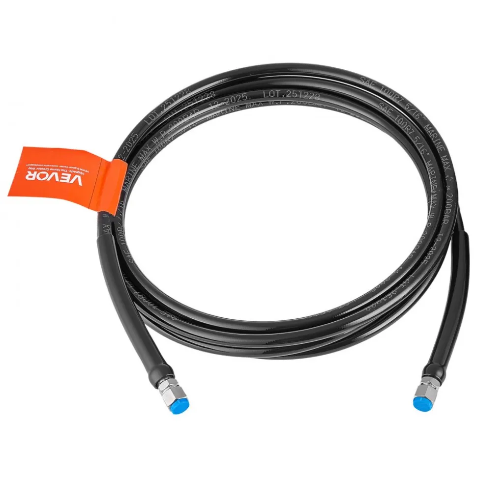 VEVOR Hydraulic Hose Kit, 16 ft 2-Piece Leak-Proof TPEE Outboard Steering Hose Kit with 304 Stainless Steel Connector, Compatible with Marine Outboard Steering Systems, 20 MPa Max Working Pressure