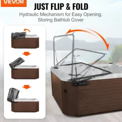 VEVOR Hydraulic Hot Tub Cover Lift, Spa Cover Lift, Adjustable Width from 69 in to 96.5 in, Mounts on Both Top Sides, Compatible with Various Sizes of Rectangular Bathtubs, Hot Tubs and Spas