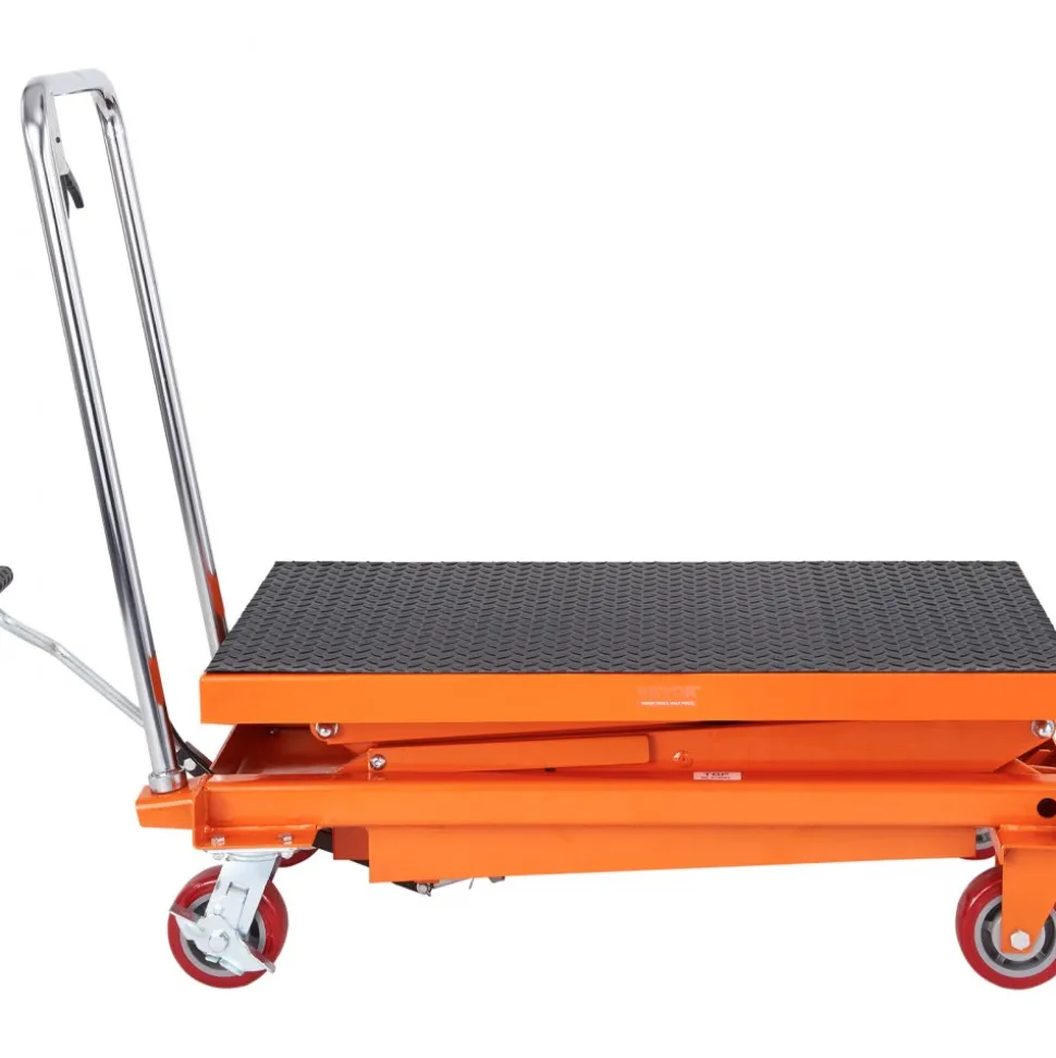 VEVOR Hydraulic Lift Table Cart, 770lbs Capacity 59" Lifting Height, Manual Double Scissor Lift Table with 4 Wheels and Non-slip Pad, Hydraulic Scissor Cart for Material Handling and Transportation