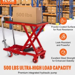 VEVOR Hydraulic Lift Table Cart, 500lbs Capacity 28.5