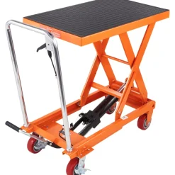 VEVOR Hydraulic Lift Table Cart, 1100lbs Capacity 35.4" Lifting Height, Manual Single Scissor Lift Table with 4 Wheels and Non-slip Pad, Hydraulic Scissor Cart for Material Handling and Transportation
