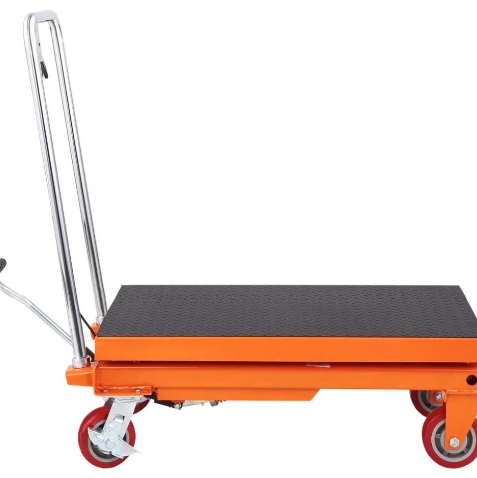 VEVOR Hydraulic Lift Table Cart, 1100lbs Capacity 35.4" Lifting Height, Manual Single Scissor Lift Table with 4 Wheels and Non-slip Pad, Hydraulic Scissor Cart for Material Handling and Transportation