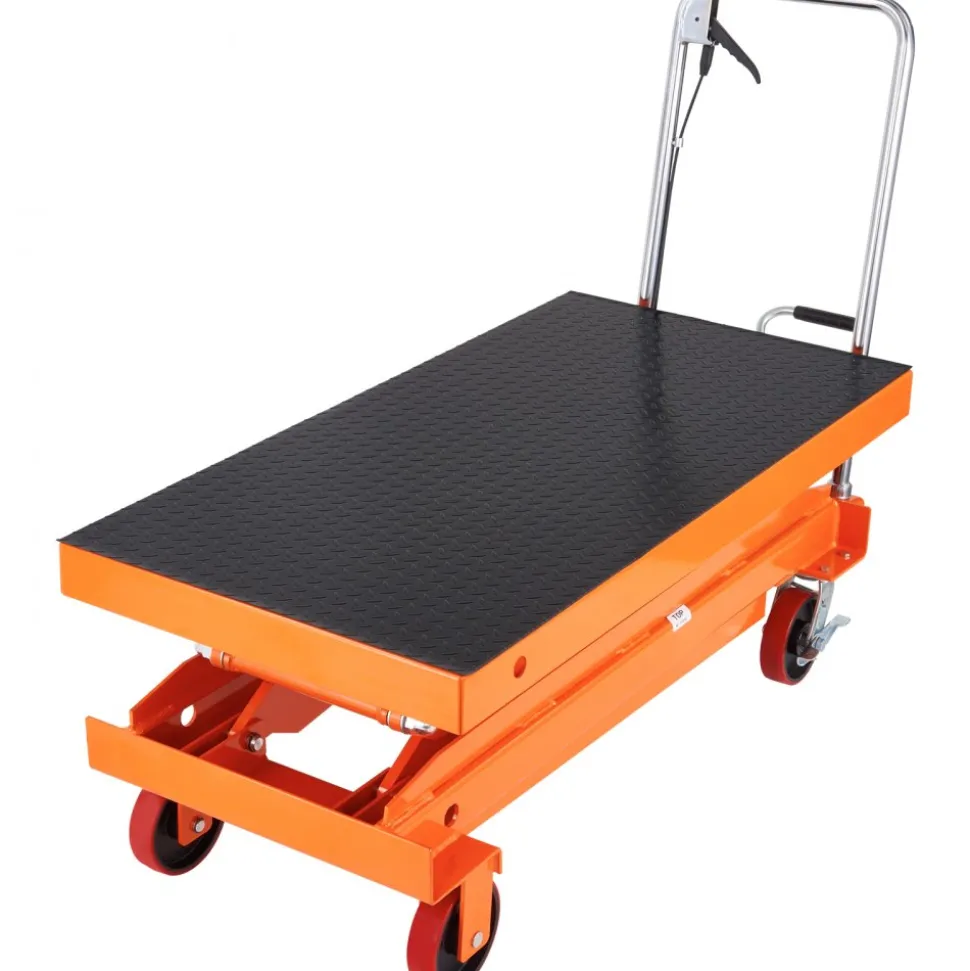 VEVOR Hydraulic Lift Table Cart, 1760lbs Capacity 59" Lifting Height, Manual Double Scissor Lift Table with 4 Wheels and Non-slip Pad, Hydraulic Scissor Cart for Material Handling and Transportation