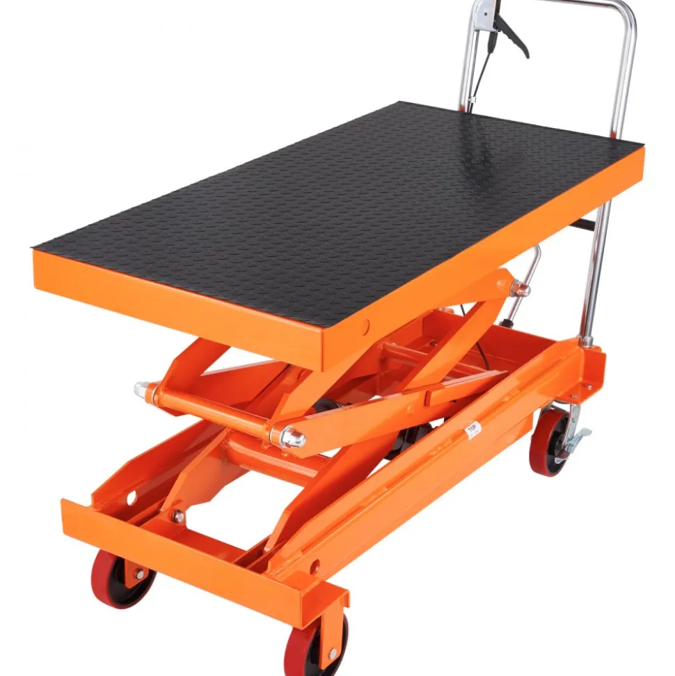 VEVOR Hydraulic Lift Table Cart, 1760lbs Capacity 59" Lifting Height, Manual Double Scissor Lift Table with 4 Wheels and Non-slip Pad, Hydraulic Scissor Cart for Material Handling and Transportation
