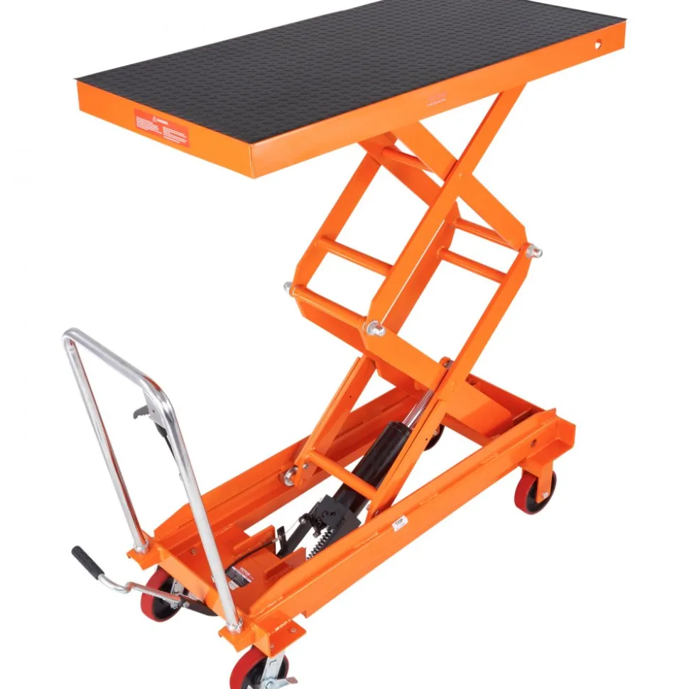 VEVOR Hydraulic Lift Table Cart, 1760lbs Capacity 59" Lifting Height, Manual Double Scissor Lift Table with 4 Wheels and Non-slip Pad, Hydraulic Scissor Cart for Material Handling and Transportation