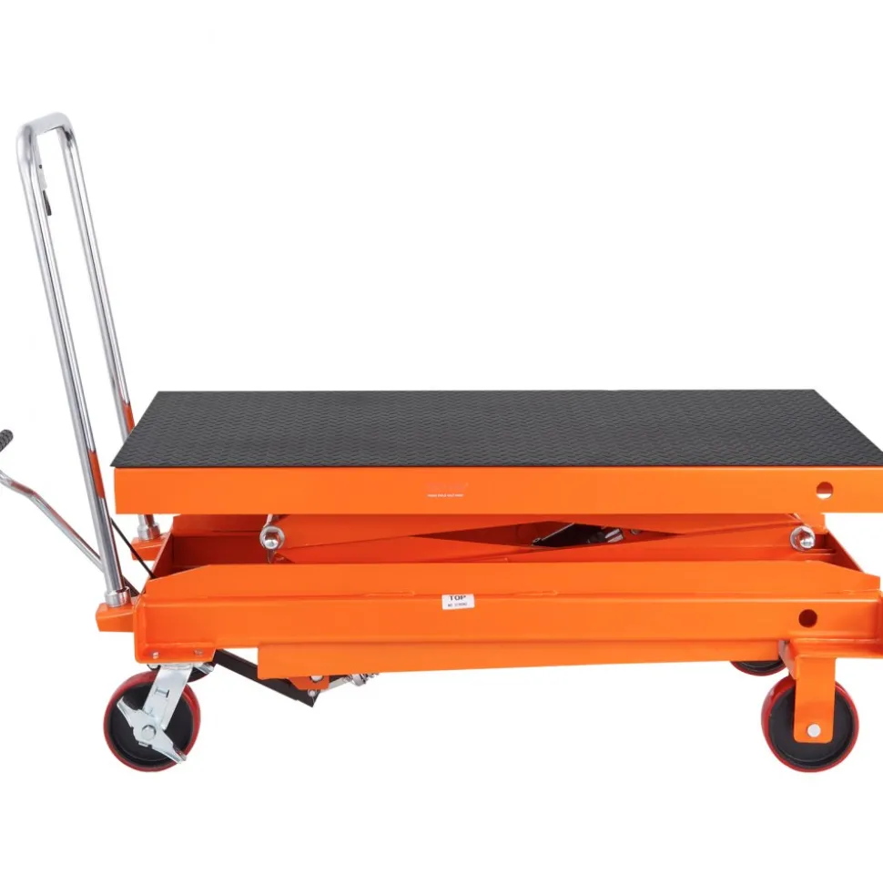 VEVOR Hydraulic Lift Table Cart, 1760lbs Capacity 59" Lifting Height, Manual Double Scissor Lift Table with 4 Wheels and Non-slip Pad, Hydraulic Scissor Cart for Material Handling and Transportation